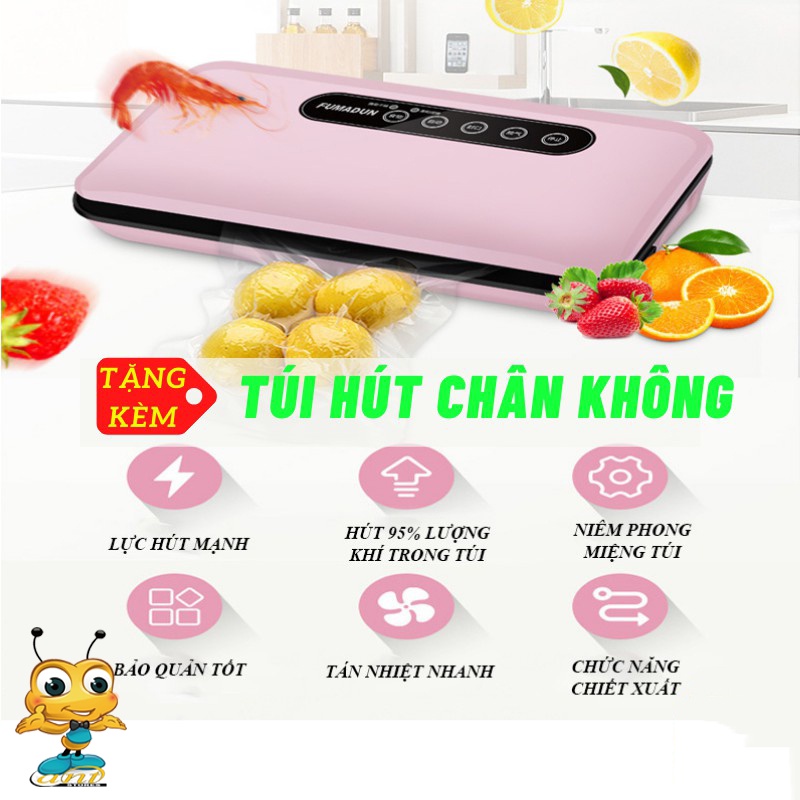 máy hút chân ko hàn miệng túi dùng cho gia đình MÀU HÔNG xinh xắn