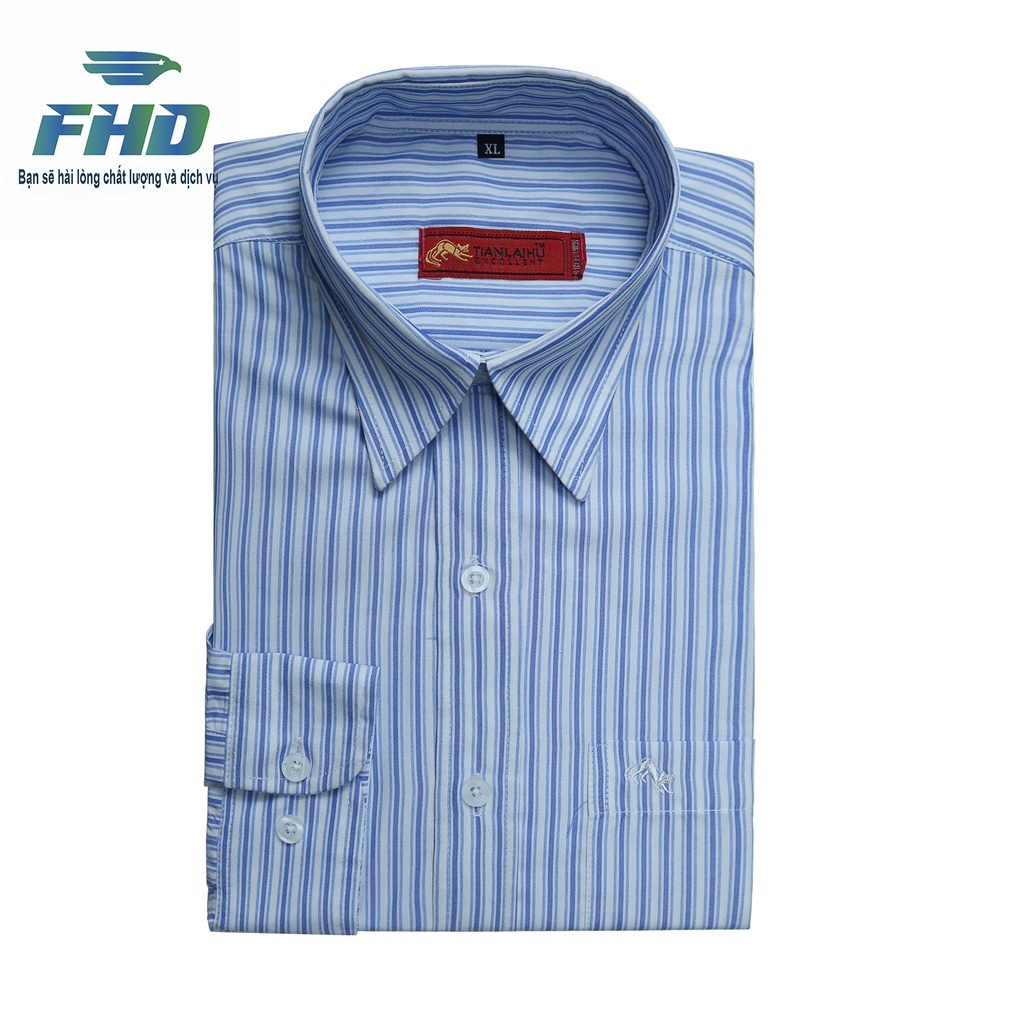 Áo Sơ Mi Nam Tay Dài Chất Vải Dày Dặn Họa Tiết Kẻ Sọc Giá Tốt Bền Màu FHDA005