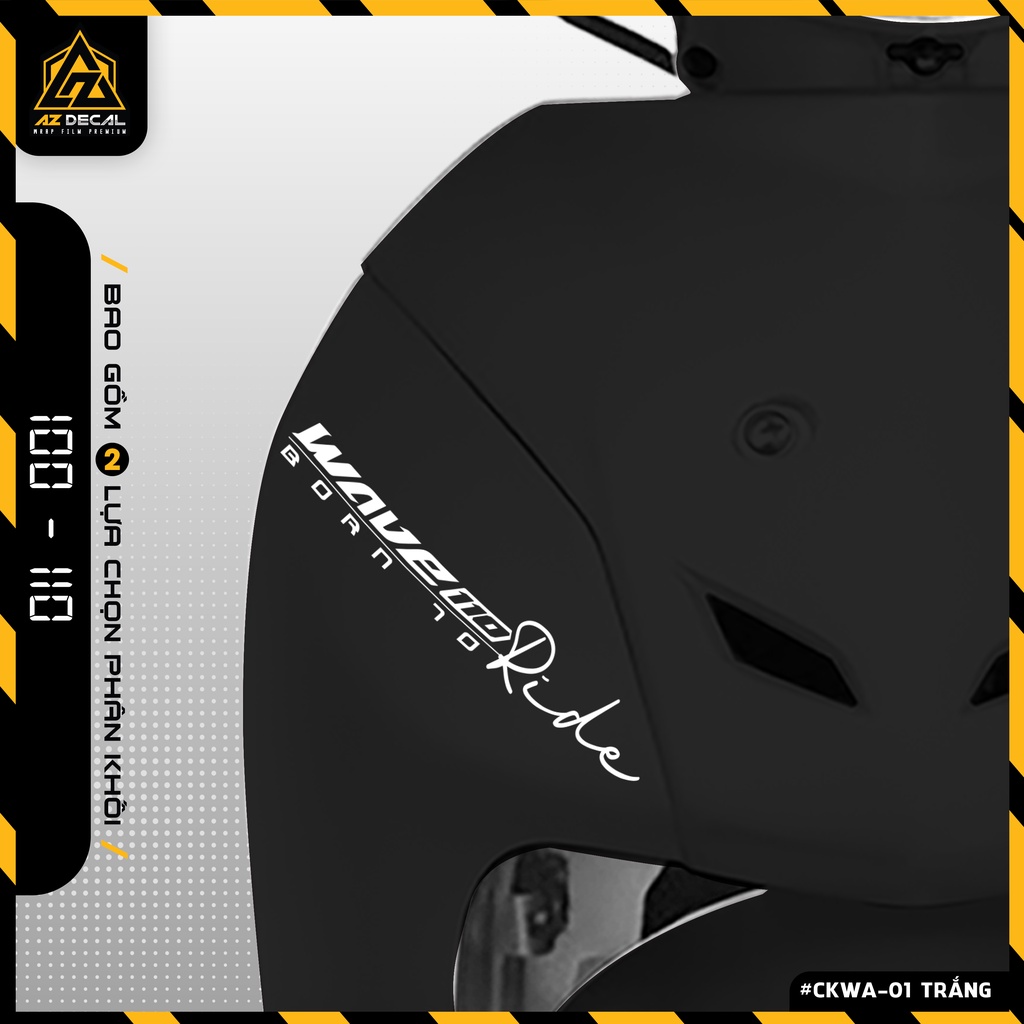 [Chọn Màu] Tem Dán Xe Wave Alpha 110cc 100c Đẹp | CKWA-01 | Decal Trang Trí Chữ Born To Ride Cắt Sẵn Dễ Dán