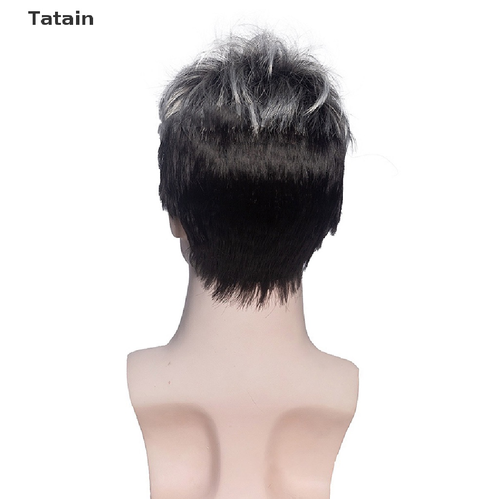 [Hàng mới về] Tóc giả ngắn xoăn nhuộm màu xám bạc thời trang dành cho nam
