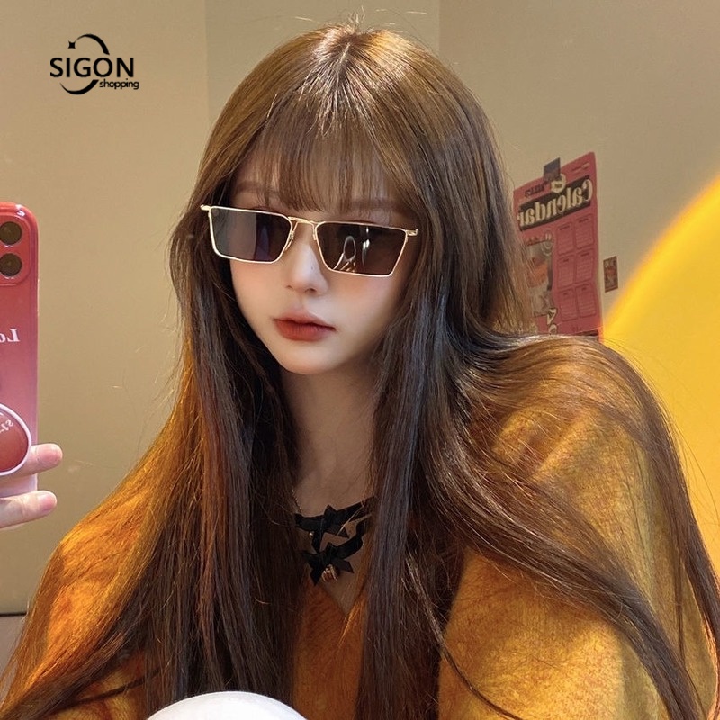 Kính Mát Gọng Kim Loại Vuông Màu Nâu Thời Trang