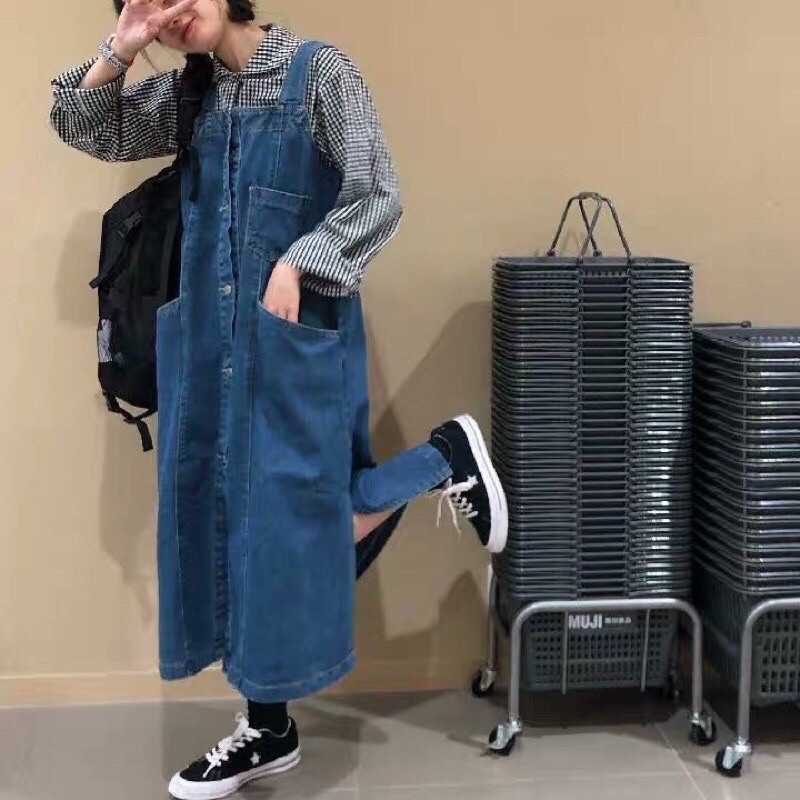 Váy yếm jeans ulzzang dáng dài 2020 - có bigsize