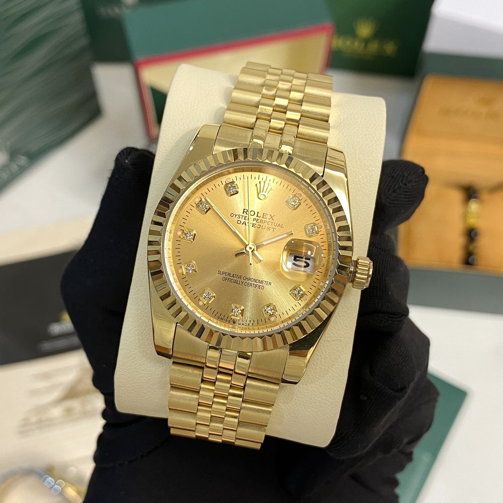 [Máy cơ] Đồng hồ cơ nam Rolex automatic mặt đính viền băm chống nước DH561 - shop228