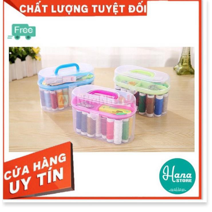 Hộp kim chỉ đa năng tiện ích dùng cho máy may cá nhân, máy may mini gia đình, kèm kim và nhiều cuộn chỉ nhiều màu