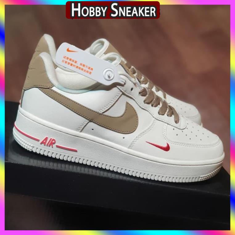 Giày thể thao Nike_AF1 vệt nâu, Giày sneaker Air Force 1 Low White Brown nam nữ cực chất dễ phối đồ 2022