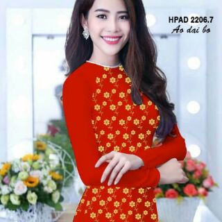Vải áo dài hoa phối tay trơn