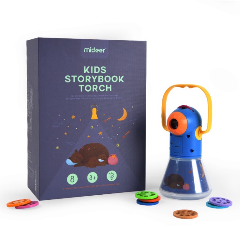 Đèn Pin Chiếu Hình, Đèn Pin Kể 12 Chuyện Cổ Tích Kết Hợp Đèn Ngủ Mideer Kid Storybook Torch Cho Bé - Dino Toys Kids