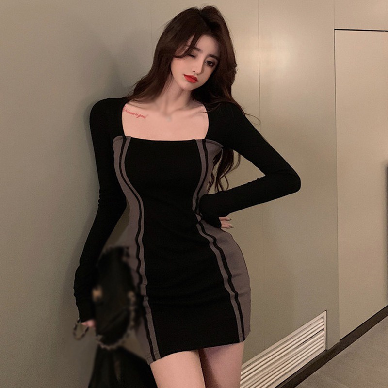 Đầm Body Tay Dài Cổ Vuông Thiết Kế Ôm Sát Tôn Dáng