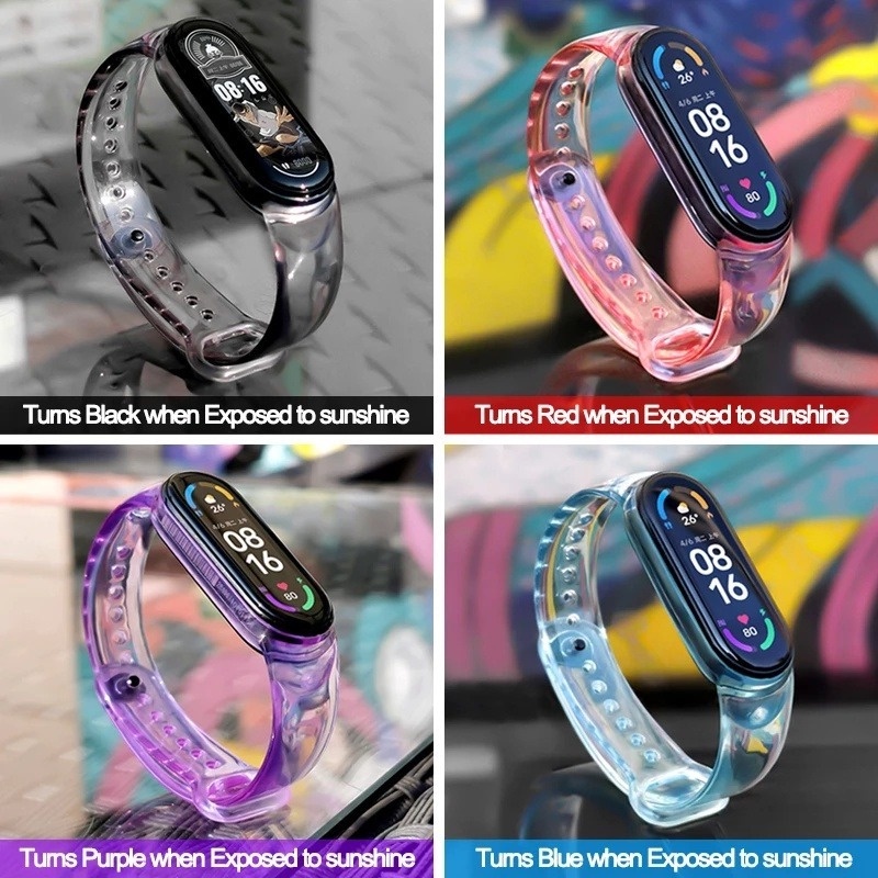 XIAOMI Dây Đeo Thay Thế Trong Suốt Thay Đổi Màu Sắc Độc Đáo Cho Mi Band 7 6 5 4 3