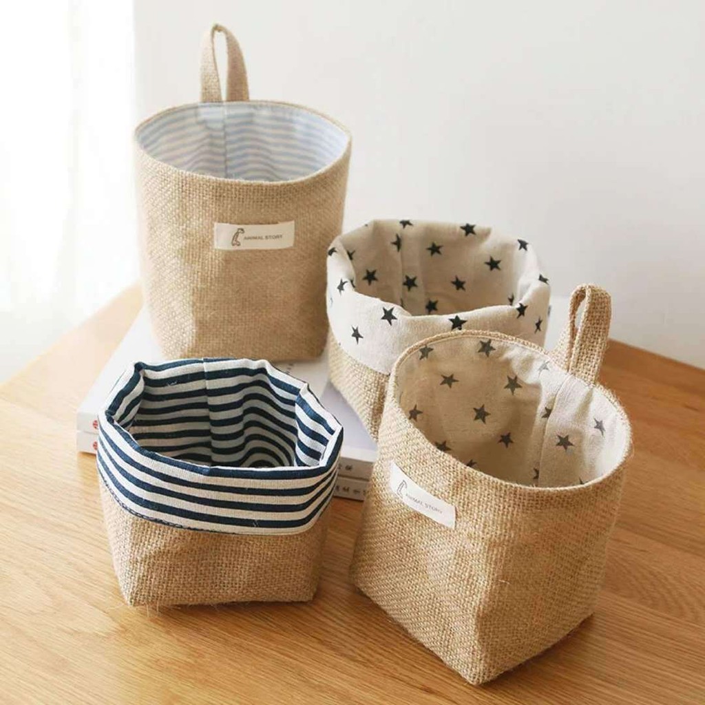 Factory in Stock Cotton and Linen Creative Hanging Storage Bag behind the Door Wall Hanging Desktop Sundries Jute Storag | BigBuy360 - bigbuy360.vn