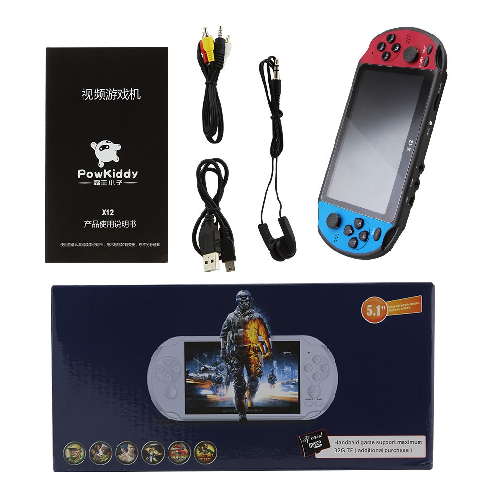 Máy chơi game cầm tay X12 PSP tích hợp hơn 2000 trò chơi màn hình 5.1" 8gb hỗ trợ máy ảnh/ video/ sách điện tử NES GBA