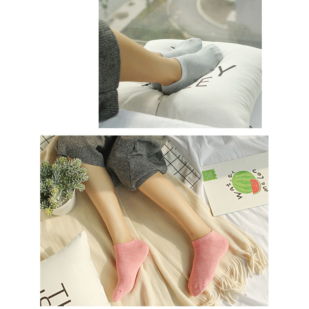 Tất vớ nữ cổ ngắn trơn nhiều màu pastel Gommiecorner