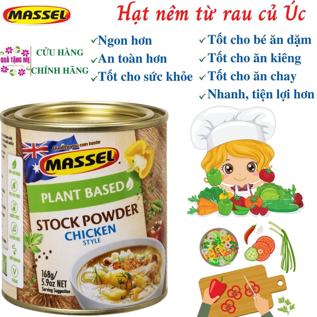 Hạt Nêm Cho Bé Massel Úc 100% Từ Rau Củ Và Thảo Mộc 168g- Dùng Nấu Ăn Dặm Cho Bé, Món Chay, Món Mặn Cho Cả Gia Đình