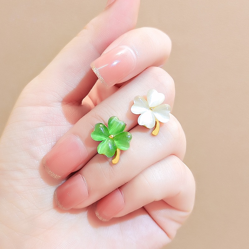 Ghim cài áo JIUDUOLAN chống lộ mặt cỏ bốn lá đính đá opal nhân tạo nhiều màu sắc tùy chọn thời trang cho nữ