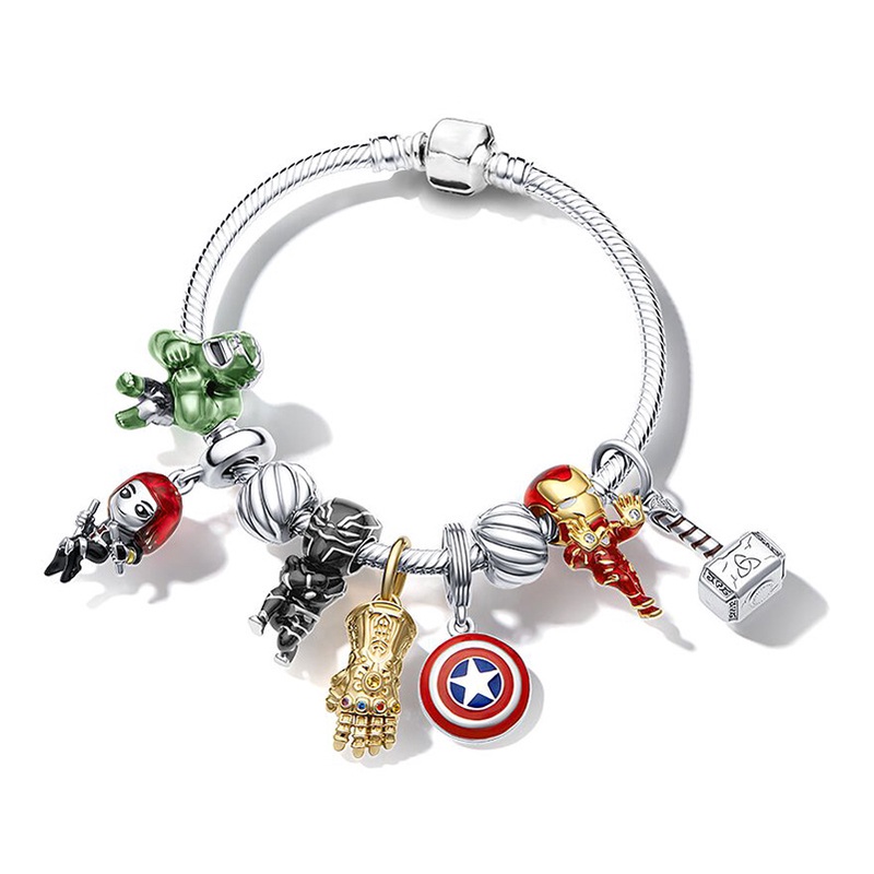 Vòng Tay Chuỗi Hạt Mặt Hình Khiên Của Marvel Iron Man Avengers Thời Trang Cho Nam
