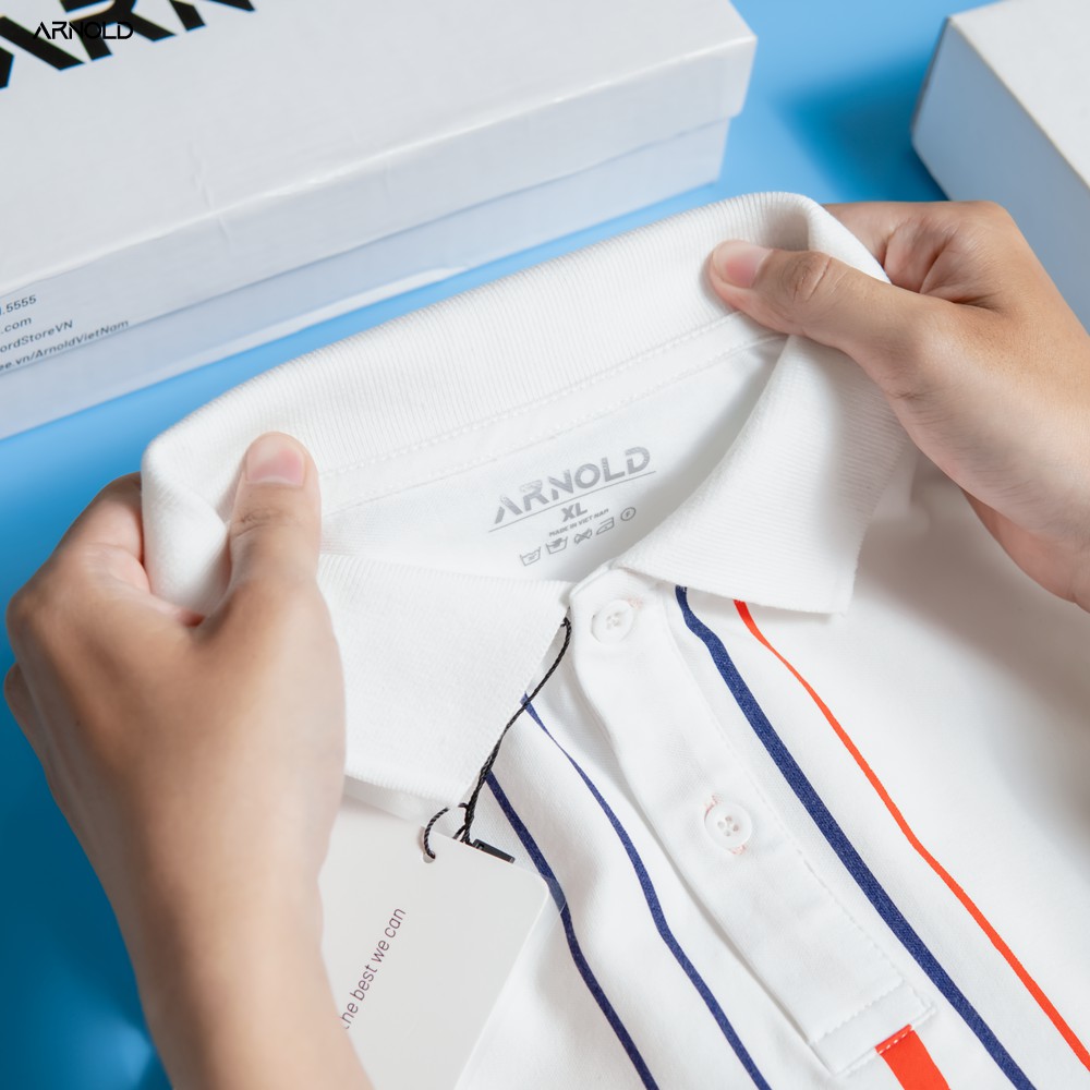 Áo thun polo nam BAK in họa tiết sọc vải cá sấu Cotton thoáng mát - ARNOLD