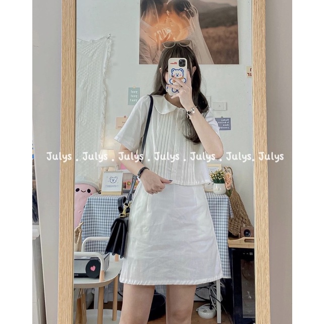 Set váy cổ sen xếp ly + chân váy chữ A . Ảnh và video thực tế | BigBuy360 - bigbuy360.vn