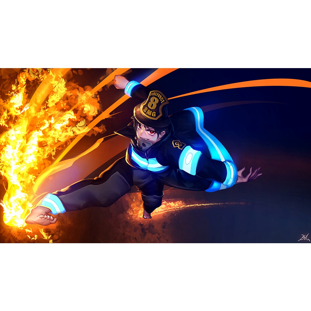 Poster A4 dán tường Anime, decal 21x30 trang trí có keo Fire Force Wallpapers (1), nhận in theo yêu cầu