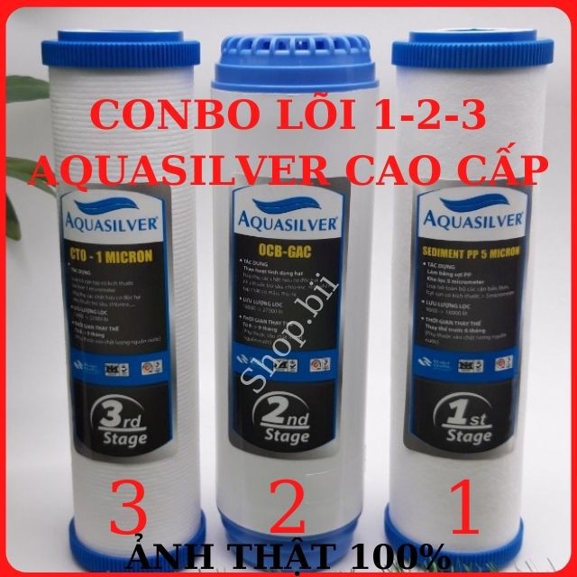 Combo Lõi Lọc Nước RO 1-2-3 Aquasilver Hàn Quốc Cao Cấp Chính Hãng Giá Rẻ Lắp Cho Các Loại Máy Lọc Nước R/O.