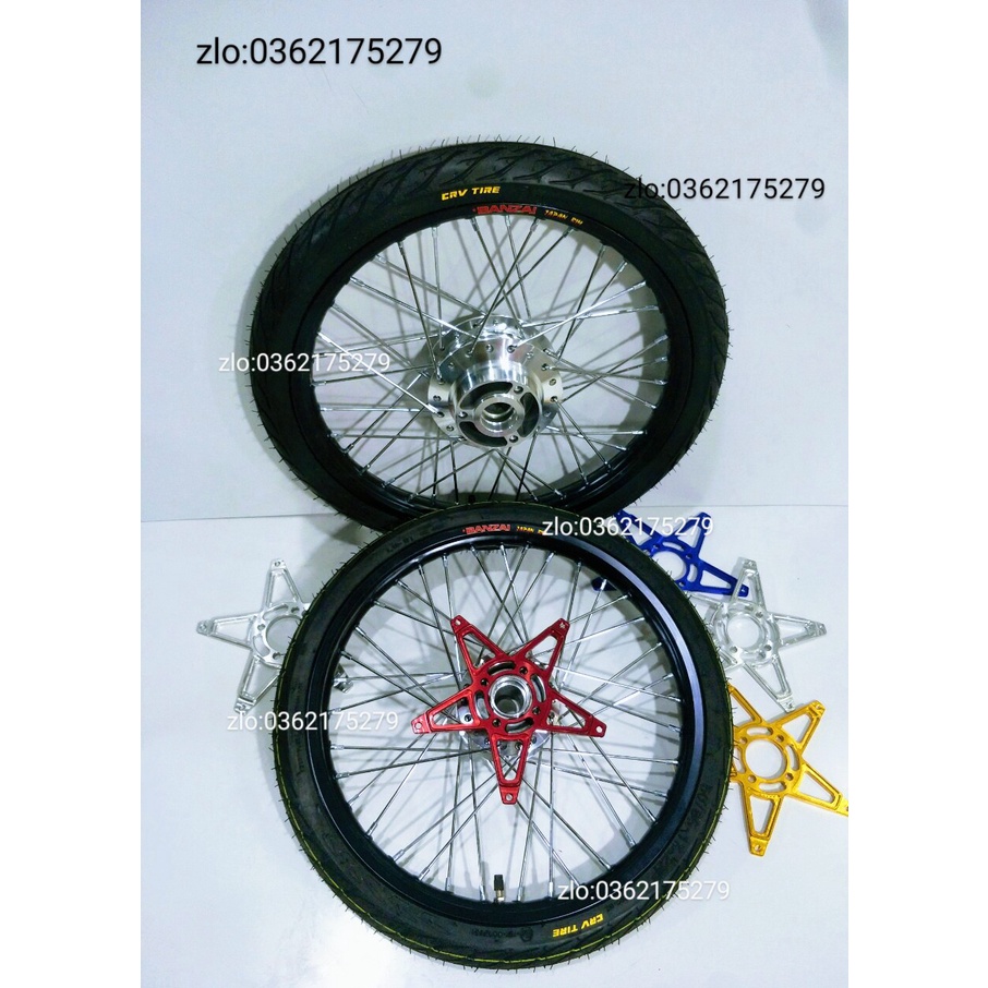 CẶP BÁNH CĂM RAIDER BAN ZAI .DALE. SOLUTE .SH THÁI ĐEN CĂM ĐÙM MẠ CROM LOẠI 1 KÈM VỎ CRV THÁI 60.70 VỚI PÁT NGÔI SAO