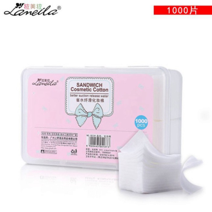 Bông tẩy trang Laneila hộp 1000 miếng tẩy sạch bụi bẩn (chuyên sỉ)