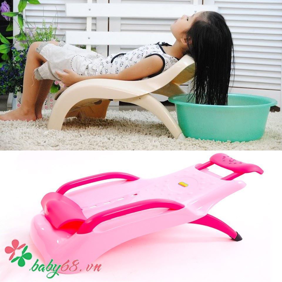 Ghế Gội Đầu Cho Bé  Việt Nhật Có Tấm Lót Đỡ Gáy Bé Không Bị Mỏ (Có Tay Nắm)