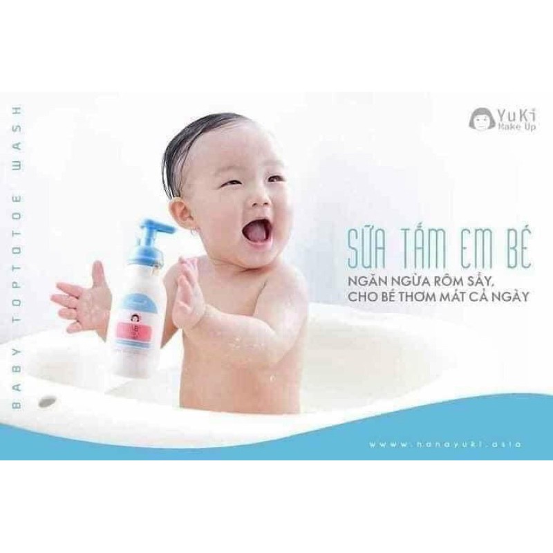 [Chính Hãng]Sữa tắm gội thảo dược cho bé Hanayuki Baby Top To Toe giảm rôm sảy làm sạch và dịu da