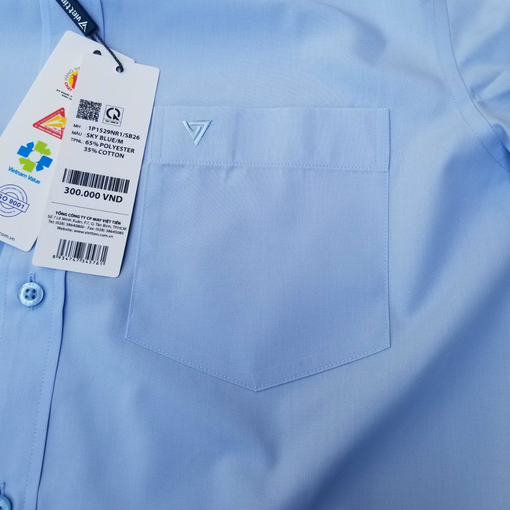 Aó sơ mi nam màu xanh da trời ngắn tay Việt Tiến , chính hãng , cao cấp – form suông  REGULAR- tà bầu | BigBuy360 - bigbuy360.vn