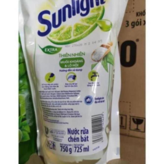 SUNLIGHT Nước Rửa Chén 750g dạng túi Matcha Trà Xanh Nhật , Muối Khoáng Lô Hội TrắngThiên Nhiên 750 g - uri1