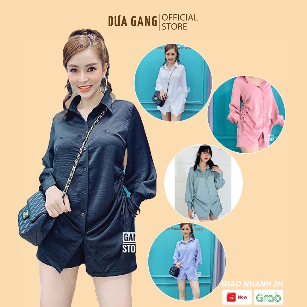Bộ sơ mi dây rút kèm quần cá tính nhiều màu Dưa Gang Store SMR01 chính hãng