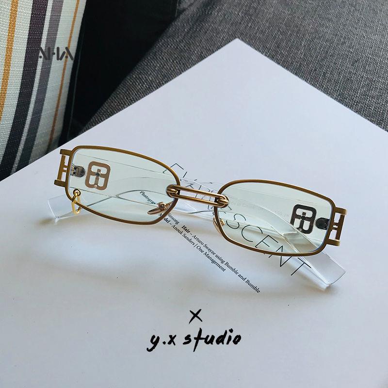 Kính mát AHA OFFICIAL gọng chữ nhật bằng kim loại phong cách Hàn Quốc mới lạ