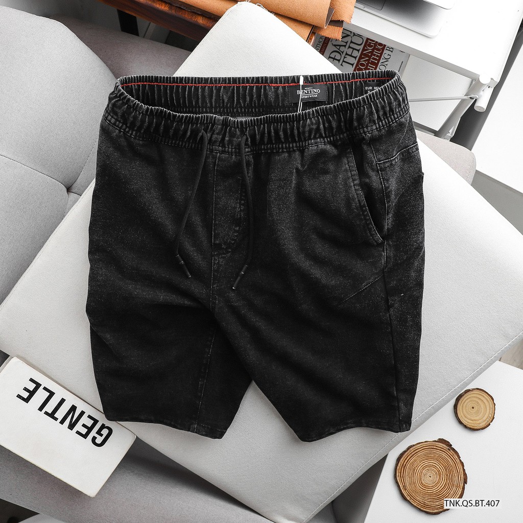 Quần short giả jeans vải da cá bò - BENTINO