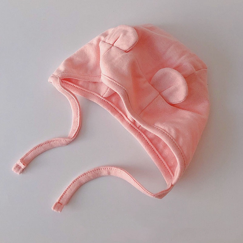 Mũ beanie giữ ấm màu trơn hình tai gấu dễ thương cho bé