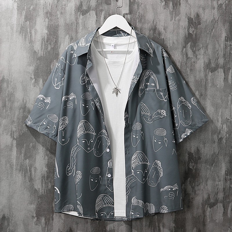 Combo Áo Sơ Mi Ngắn Tay Hoạ Tiết Mặt Người Hàn Quốc Kết Hợp Quần Tây Âu Dáng Baggy (Tặng Dây Lưng) SOMI 37 + JOGGER 66 B | BigBuy360 - bigbuy360.vn