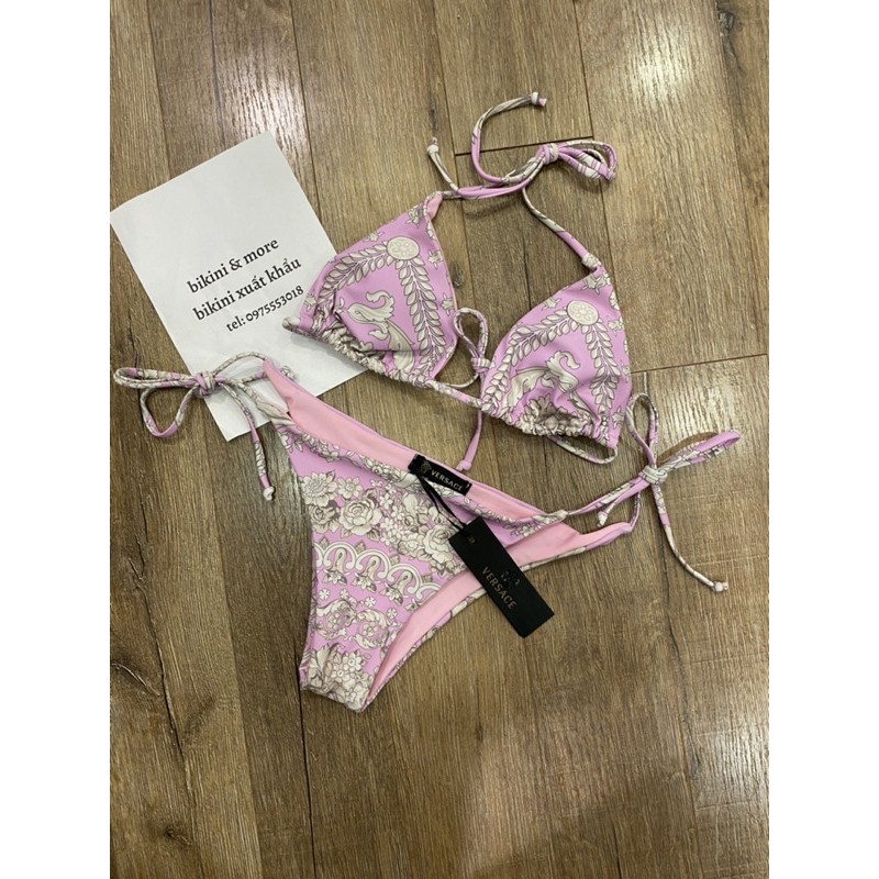 [BKN1067] <BRAND> SET BIKINI TRIANGLE VSC HOA VĂN ĐEN/XANH/HỒNG | BigBuy360 - bigbuy360.vn