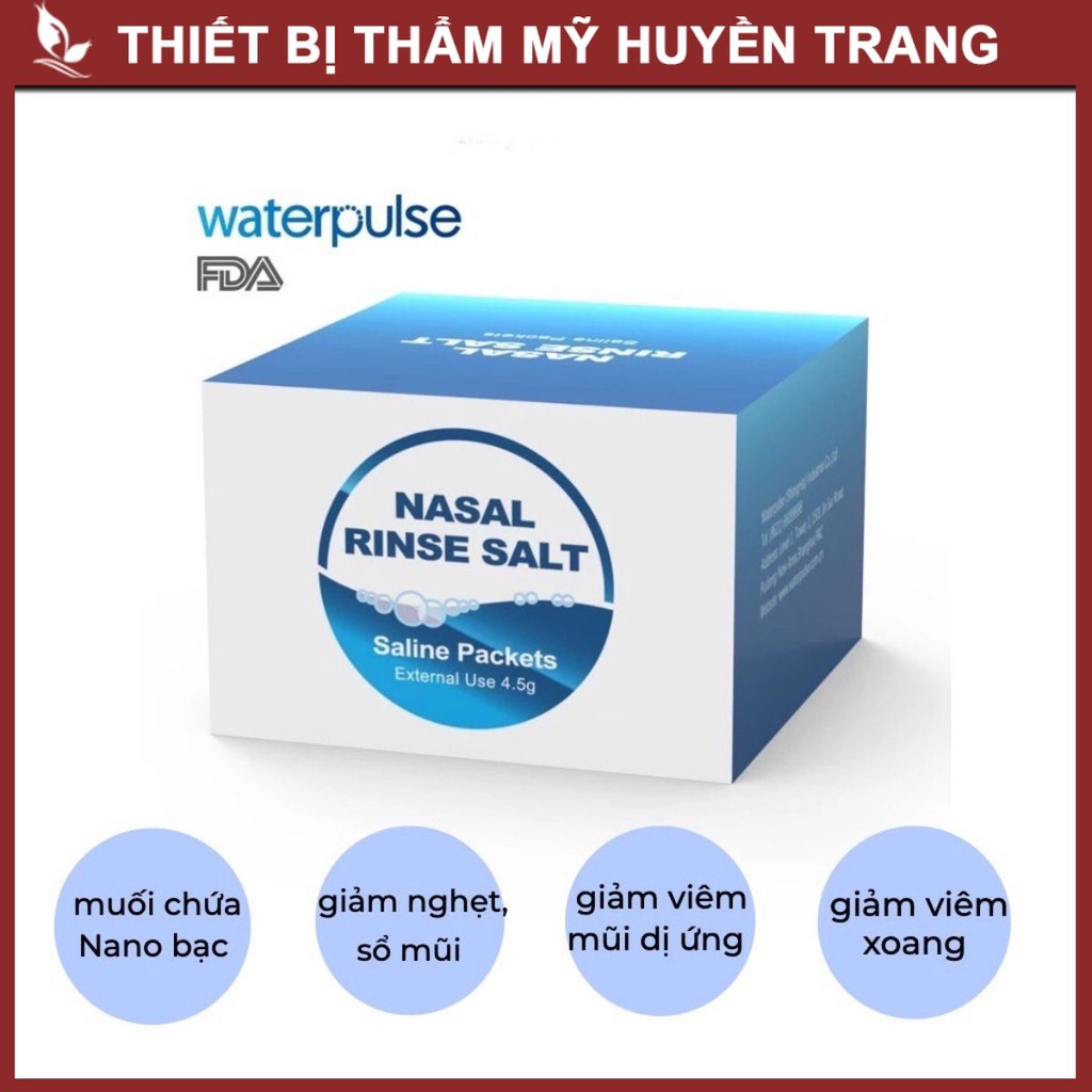 Muối rửa mũi [1 gói], muối sinh lý rửa mũi xoang Waterpulse Nasal Rinse Salt hỗ trợ làm sạch nghẹt mũi, viêm mũi dị ứng
