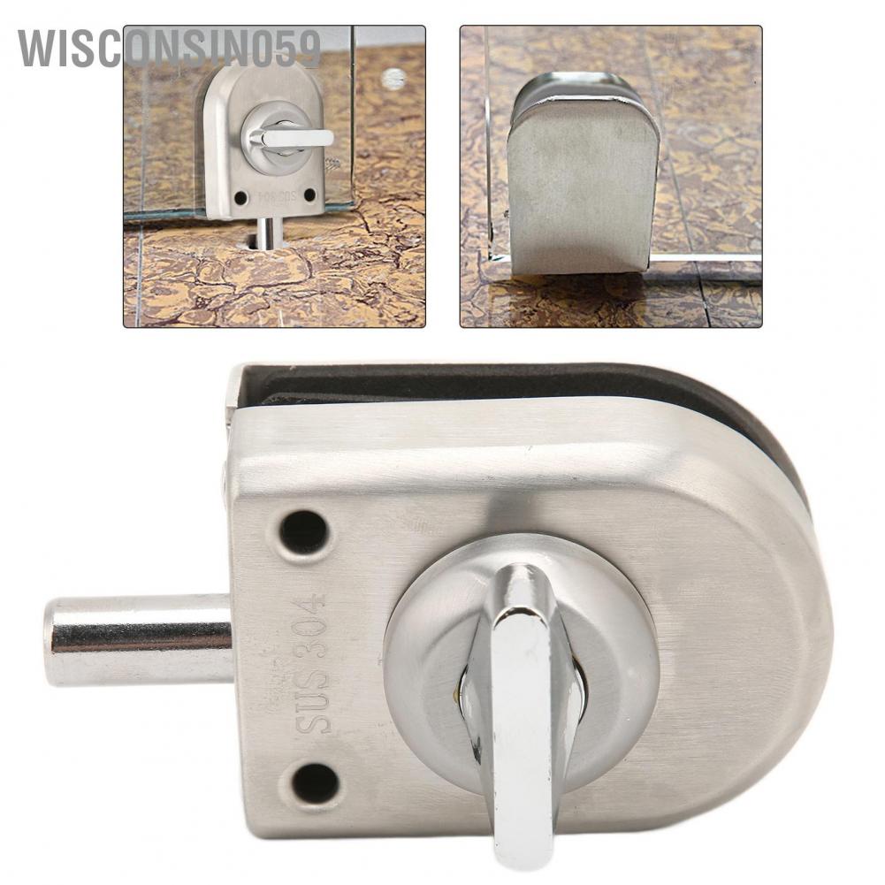 Wisconsin059 10‑12mm Frameless Single Glass Door Lock Stainless Steel Push Sliding for Shopping Mall Apartment