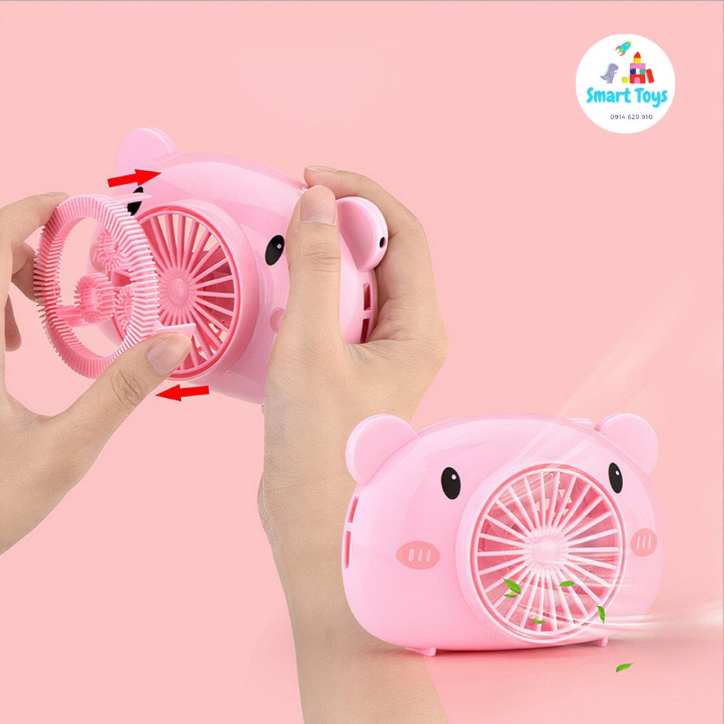 Máy ảnh thổi bong bóng Chú heo hồng cute cao cấp 2 trong 1 kèm sạc USB