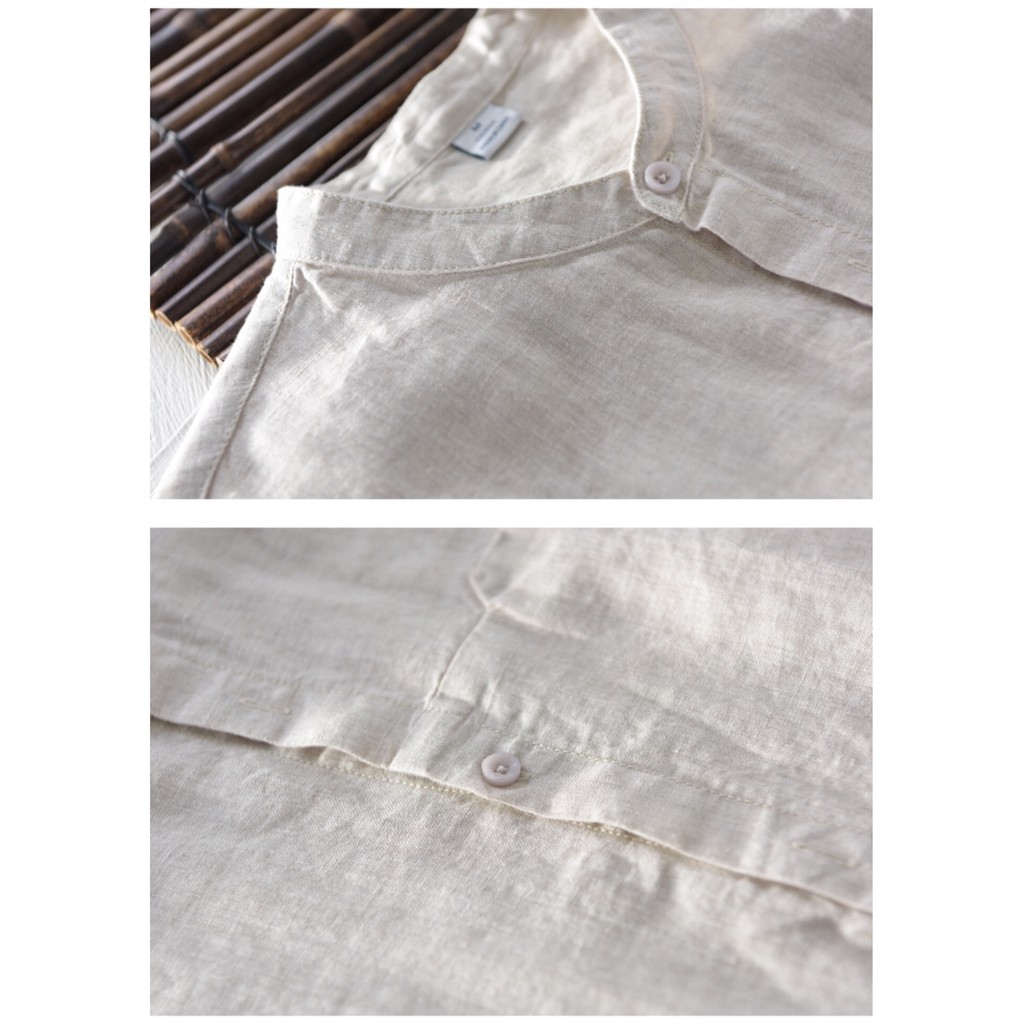 Áo đũi nam cộc tay cài khuy be M6