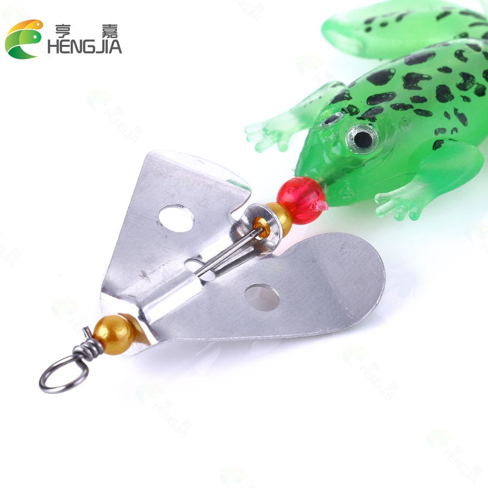 Mồi ếch câu cá có móc xoay kim loại chống trầy xước