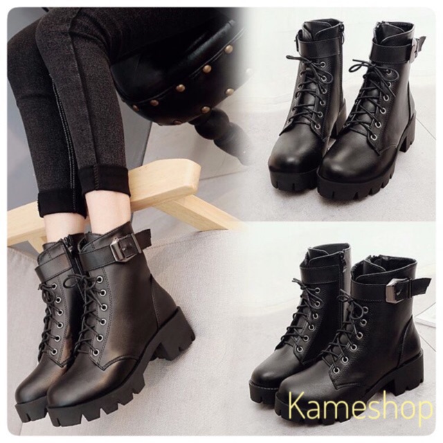 [ SẴN_ SALE 21/1_23/1  ] MÃ K3 _ Boots cổ ngắn, kéo khóa, t, thắt dây, đế dày, thời trang, cho mùa đông