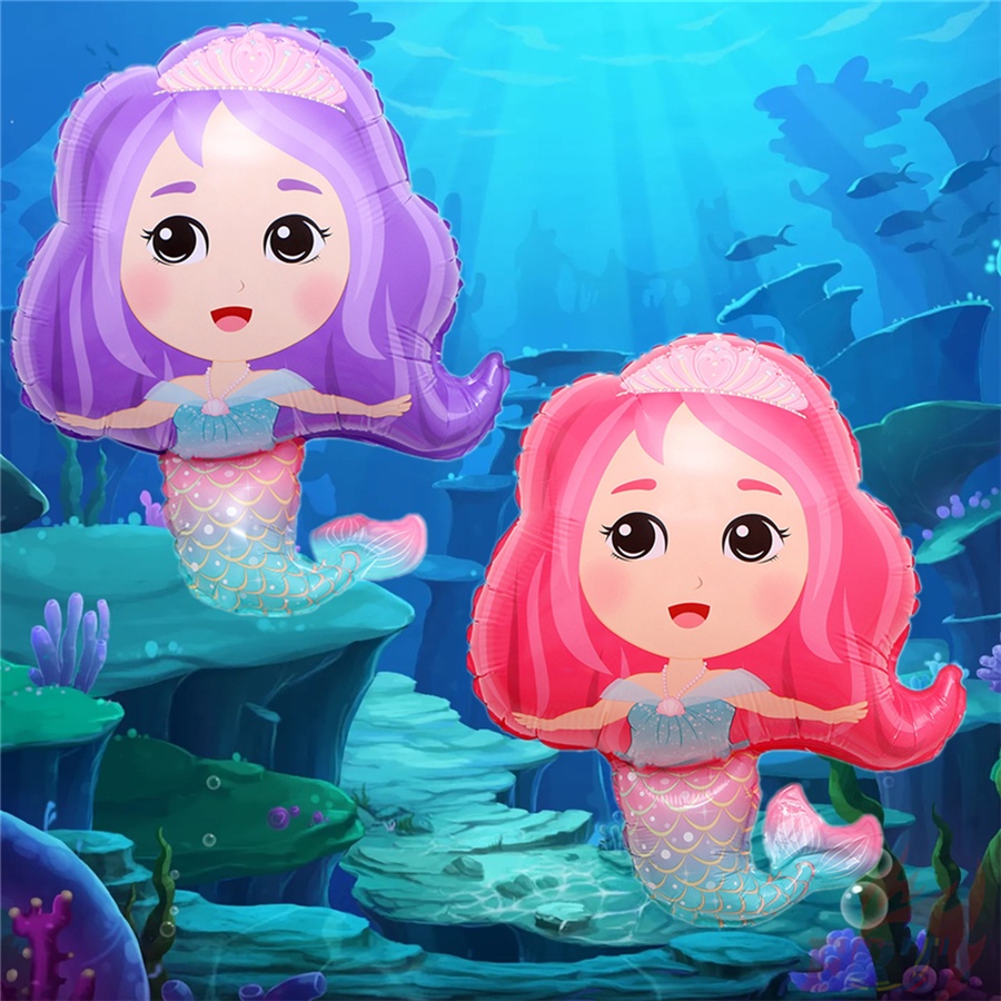 ♦ Trang Trí Tiệc - Bong Bóng ♦ 1 Bong Bóng Tráng Nhôm Hình Nàng Tiên Cá Dễ Thương Trang Trí Tiệc Sinh Nhật