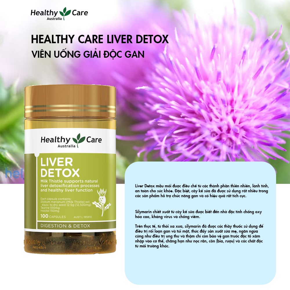 Viên uống thải độc gan Healthy Care Liver Detox 100 viên