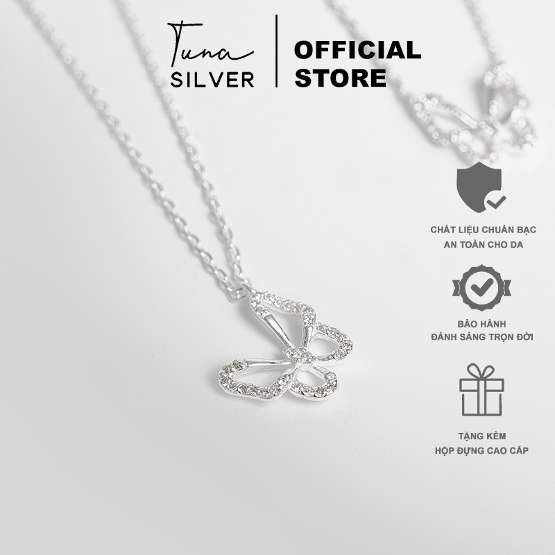 Dây chuyền nữ Bạc hồ điệp lệch cá tính/ Vòng cổ nữ Bạc- 𝑽𝒊𝒅𝒆𝒐 𝒕𝒉𝒂̣̂𝒕 -𝐂𝐚𝐦 𝐤𝐞̂́𝐭 𝐜𝐡𝐮𝐚̂̉𝐧 𝐁𝐚̣𝐜 _Tuna Silver Trang sức Bạc