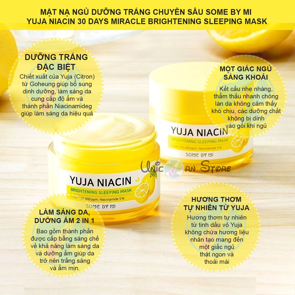 Mặt Nạ Ngủ Dưỡng Trắng Some By Mi Yuja Niacin 30 Days Miracle Brightening Sleeping Mask