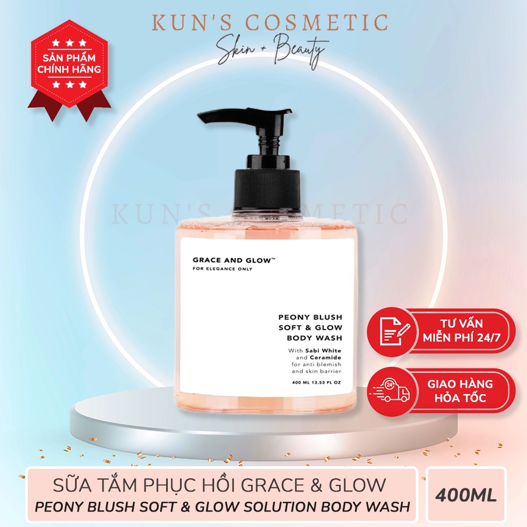 Sữa Tắm Phục Hồi và Làm Sáng Da Grace And Glow Peony Blush Soft & Glow Solution Body Wash (400ml)