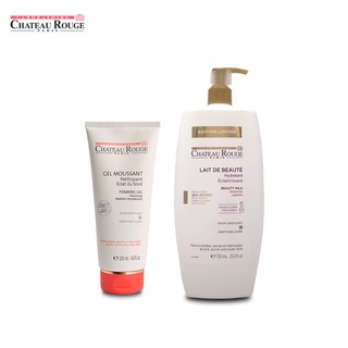 Combo Sữa Rửa Mặt Làm Trắng Da Chateau Rouge Gel Moussant 200ml và Sữa Dưỡng Thể Chateau Rouge 750ML