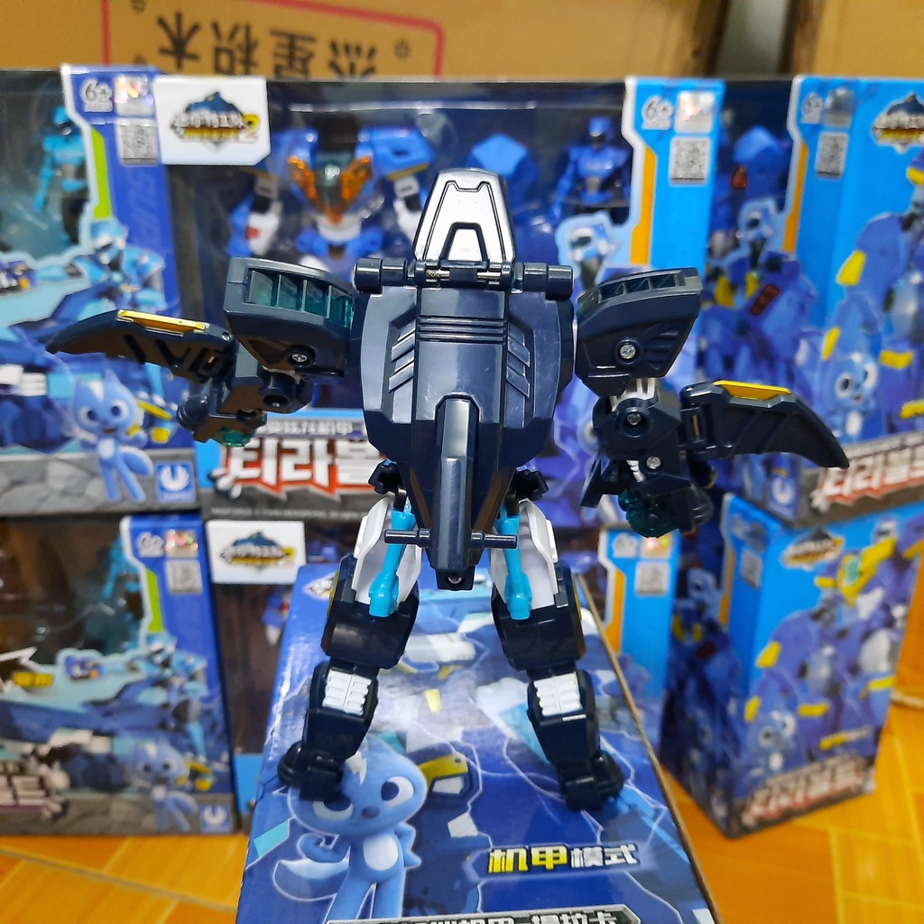 Robot siêu khủng long cá mập Megalodon và Siêu nhân Volt đồ chơi trẻ em miniforce biệt đội siêu nhân nhí