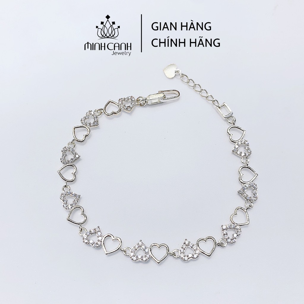 Lắc Tay Bạc Nữ Trái Tim Lồng Đính Đá - Minh Canh Jewelry