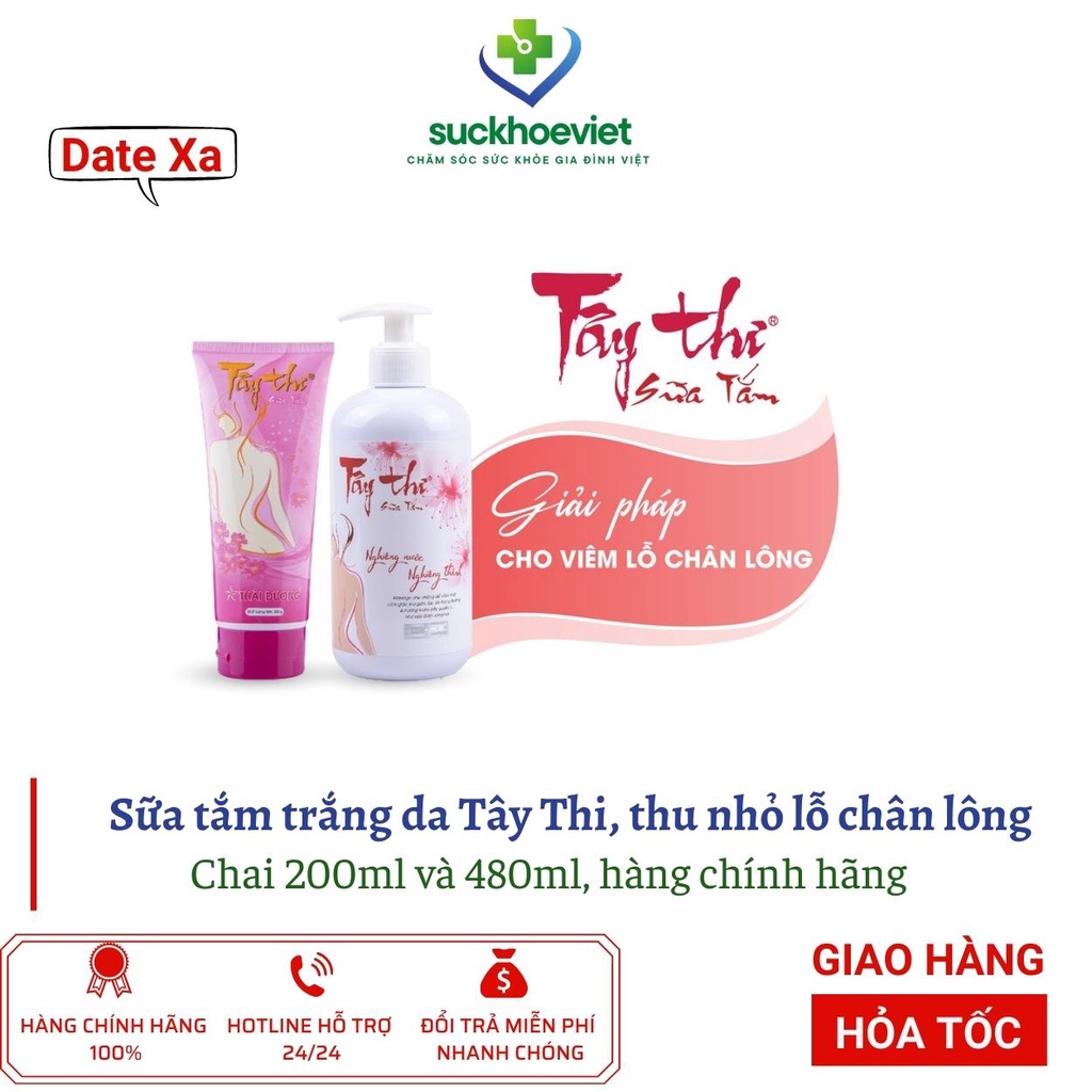 Sữa tắm làm trắng da Tây thi 200ml và 480ml Sao Thái Dương